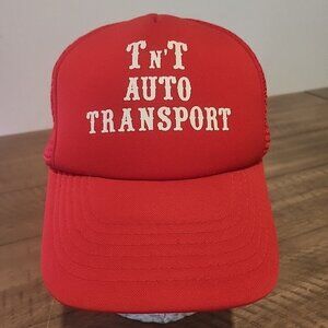 Vintage Red Trucker Hat Cap T N' T Auto Transport Adjustable Snap Back Mesh M/L